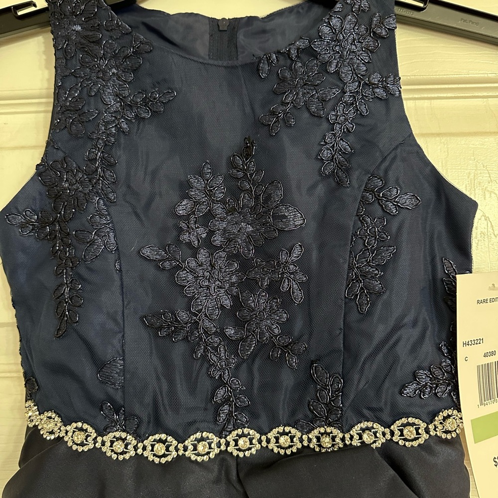 Rare Editions Navy Blue Floral Dress